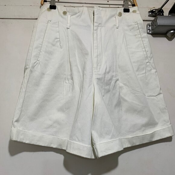 VINTAGE RALPH LAUREN HIGH WAIST SUSPENDER BRACES DENIM SHORTS SIZE 8 - Picture 2 of 10